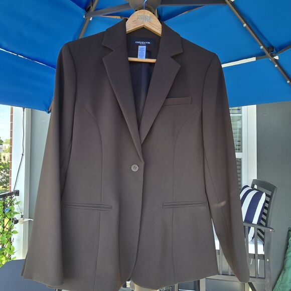 Jones New York Platinum Collection Womens Blazer 4 Dark Army Green Brown Tint - Picture 1 of 13